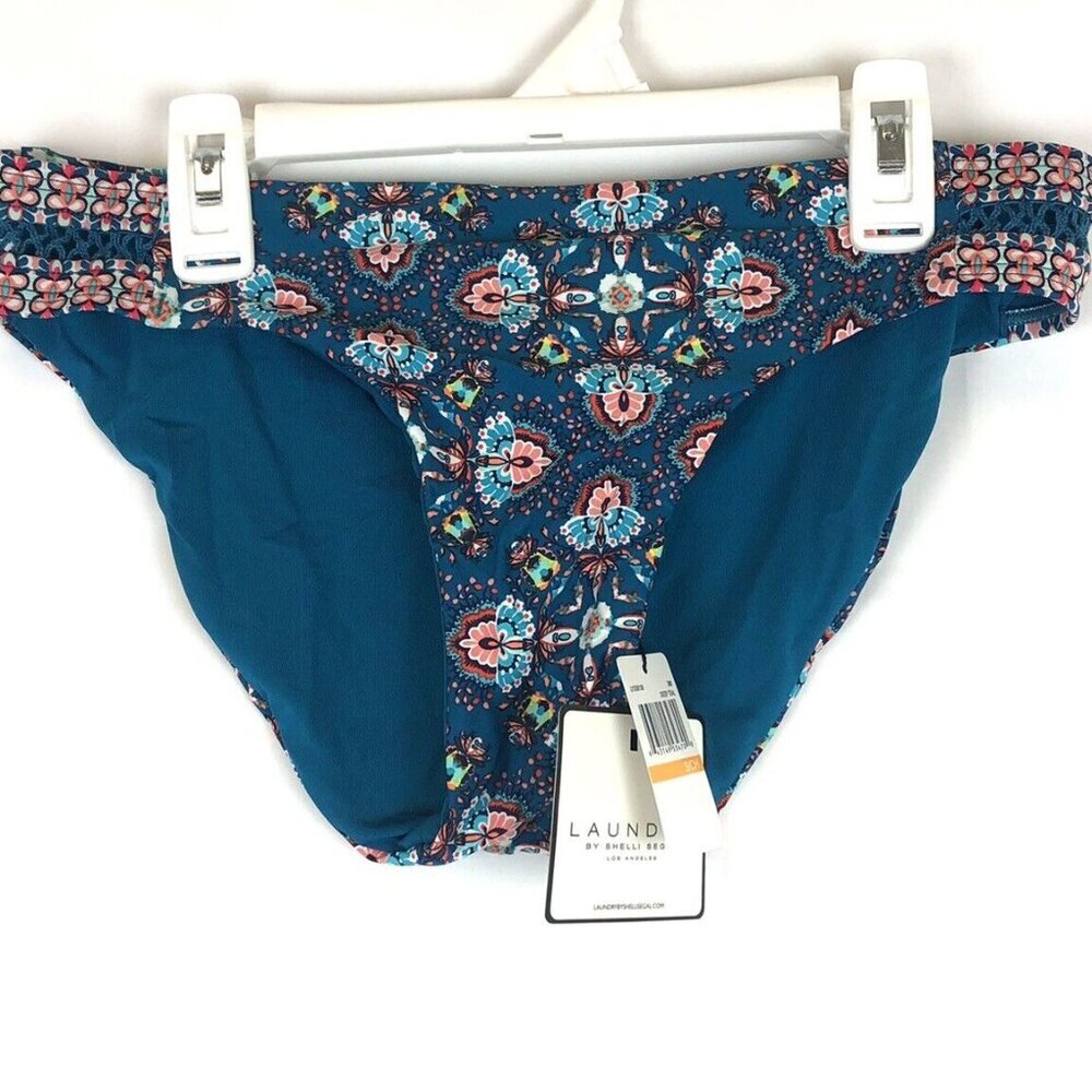 Shelli Segal Laundry, Women’s Blue Floral Bikini Bottom, Size Small